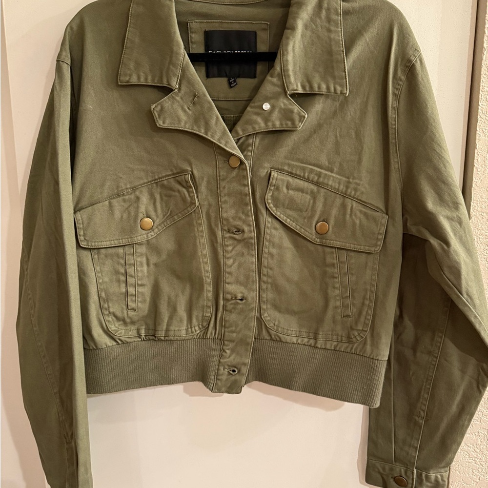Fashion Nova Khaki Utility Jacket for Women